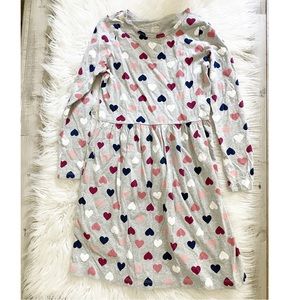 Carters girls long sleeve dress grey multicolored hearts sz10